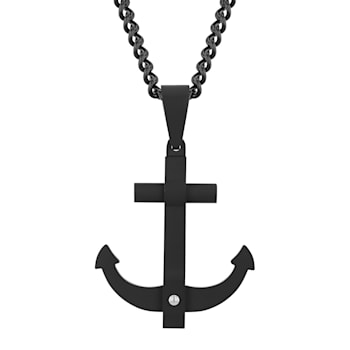Stainless Steel Anchor Pendant with Matte Black Finish