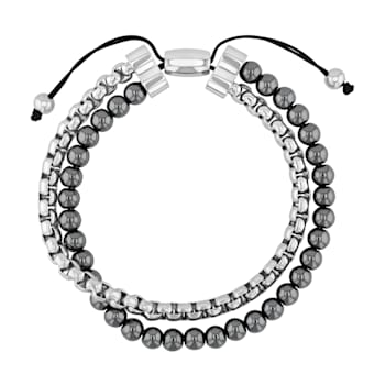 Hematite Bead & Stainless Steel Bolo Bracelet