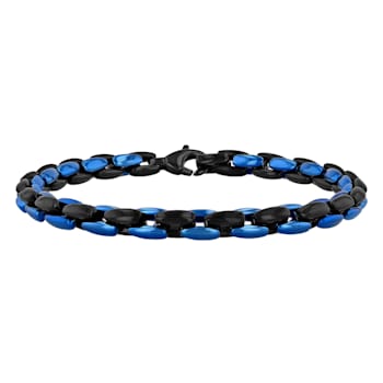 Stainless Steel Black and Blue Ion Plated Fashion Bracelet