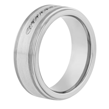0.25CTW Lab-Grown Diamond Tungsten and Stainless Steel 8MM Band