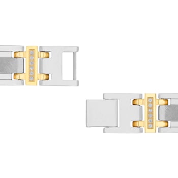 1/4CTW Diamond Two tone Stainless Steel Link Bracelet
