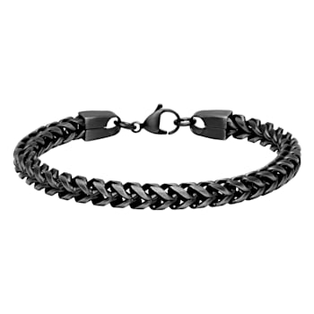 Stainless Steel Gun Metal Rounded Franco Link Bracelet