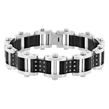 1/2CTW Diamond Two-Tone Stainless Steel Wavy Link Bracelet