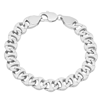 Stainless Steel Oval Mariner Chain Necklace and Bracelet Set.