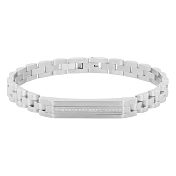 1/10CTW Diamond & Stainless Steel Bracelet