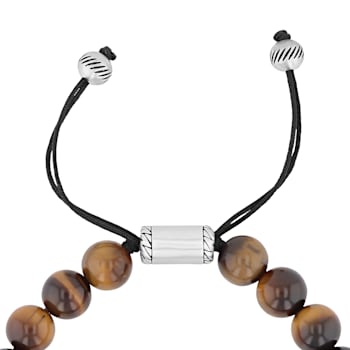 Yellow Tiger Eye and Stainless Steel Bolo Bracelet
