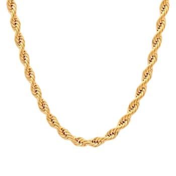 Stainless Steel 5MM Yellow Ion Plated Rope Chain Necklace