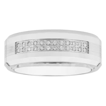 1/8CTW Diamond Cobalt and Stainless Steel 8MM Beveled Edge Band