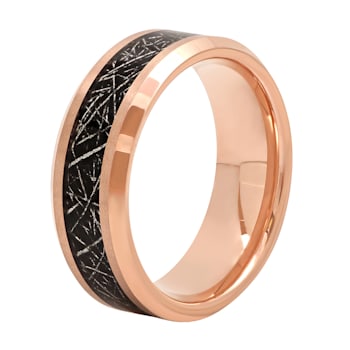 Tantalum Rose Ion Plated Raw Iron Carbon Fiber Inlay Band