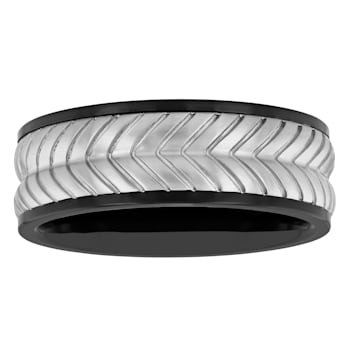 Tungsten Comfort™ Tungsten 8MM Black Ion Plated Tire Tread Band
