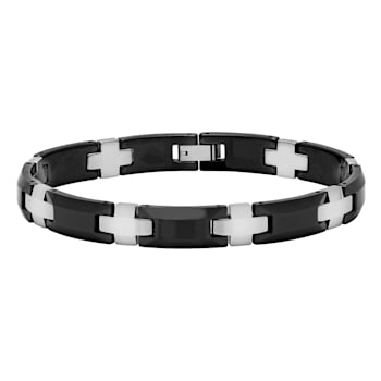 Tungsten and Ceramic with Two-Tone Finish Link Bracelet