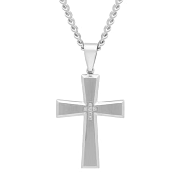 Diamond Accent Stainless Steel Cross Pendant