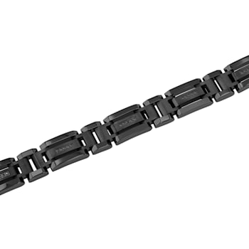 1/6CTW Black Diamond Stainless Steel H Link Bracelet
