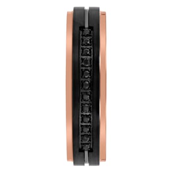 Tungsten Comfort™.12CTW Black Diamond Tungsten Black and Rose Ion Plated Band