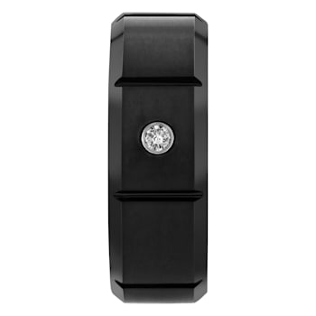 Tungsten Comfort™ .05CTW Diamond Tungsten 8MM Black Ion Plated Brick
Pattern Band