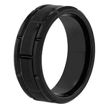 Tungsten Comfort™ Tungsten Black Ion Plated Brick Pattern Band