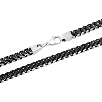 Stainless Steel Black Ion Plated 5MM Franco Curb Link Chain Necklace