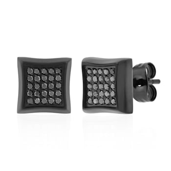 1/4CTW BLACK DIAMOND & BLACK IP STAINLESS STEEL EARRINGS