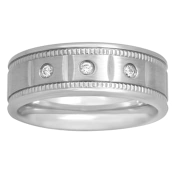 0.10CTW Diamond Stainless Steel Band