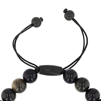 Golden Obsidian Bead with Black IP Bolo Bracelet