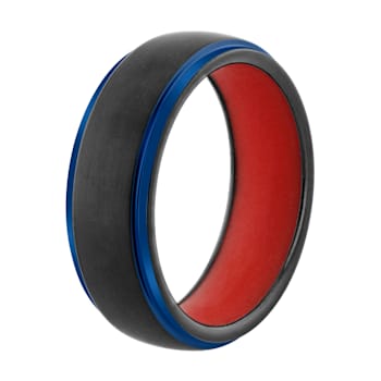 Tungsten Comfort™ 8MM Tungsten Black & Blue Ion Plated Red Silicone
Inside Band
