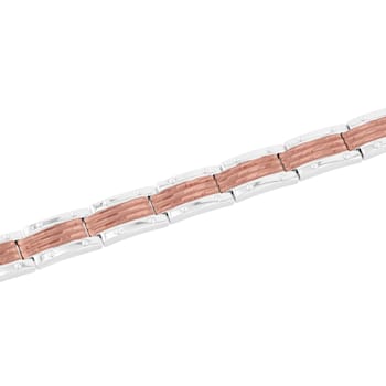 Stainless Steel with Two-Tone Finish Brick Design Link Bracelet