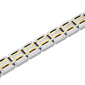 1CTW Diamond Yellow Stainless Steel Link Bracelet