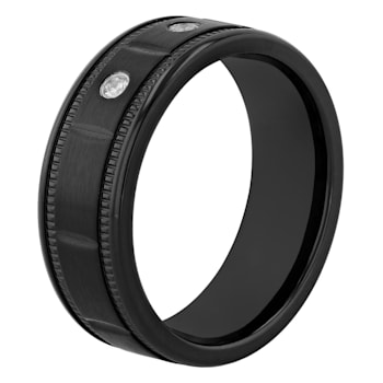 0.10CTW Diamond Stainless Steel Black IP Band