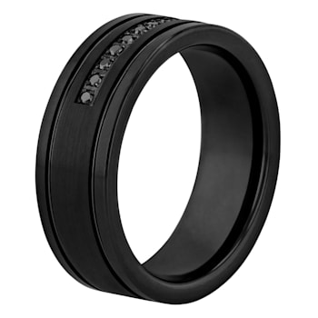 0.10CTW Black Diamond Black IP Tungsten Band