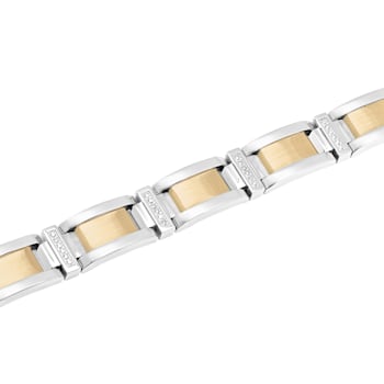1/3CTW Diamond Two-Tone Stainless Steel Link Bracelet