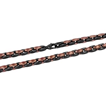 Stainless Steel Black & Brown Ion Plated Chain Necklace