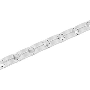 Stainless Steel & Tungsten Grooved Link Bracelet