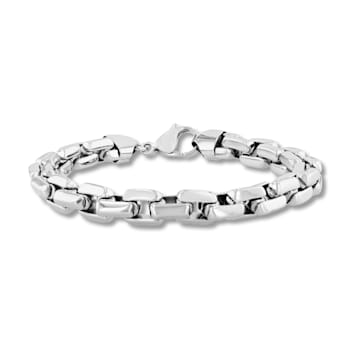 Stainless Steel Beveled Box Link Bracelet