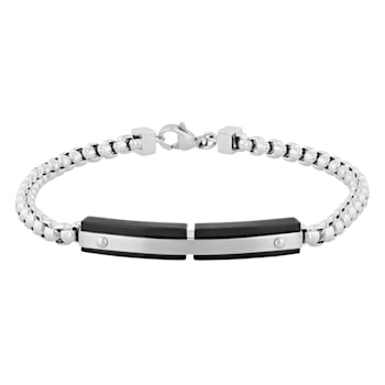Stainless Steel Black Ion Plated Thin ID Bracelet