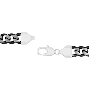 Stainless Steel White & Black Ion Plated Beveled Curb Bracelet