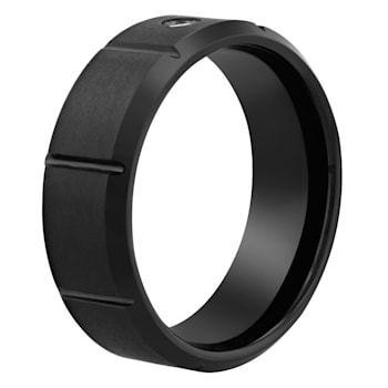 Tungsten Comfort™ .05CTW Diamond Tungsten 8MM Black Ion Plated Brick
Pattern Band