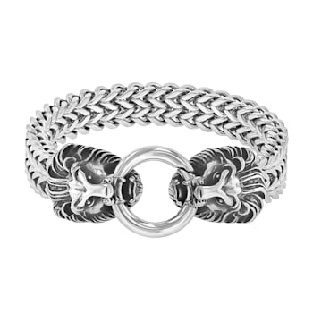 Stainless Steel Double Lions Head Bracelet