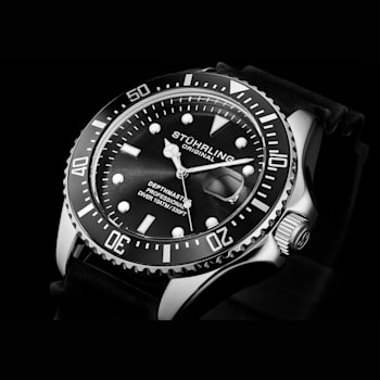 Men's Quartz Dive Watch Unidirectional Black Dial, Black Bezel, Luminous
Black Rubber Strap