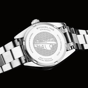 Women's Quartz Watch Black MOP Dial, White Crystal Markers, Silver Bracelet