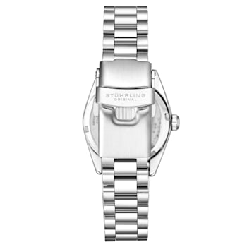 Women's Quartz Watch Black MOP Dial, White Crystal Markers, Silver Bracelet