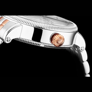 Men's Automatic Watch Silver Case, Rose Bezel and Hands, Two-Tone Rose Bracelet
