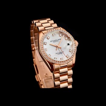 Women's Quartz Watch White MOP Dial and Crystal Markers, Rose Bracelet