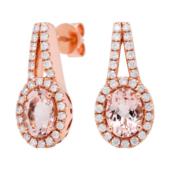 2.19ct Morganite Earrings With 0.55tct Diamonds Setin 14kt Rose Gold