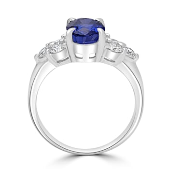 0.54ct Sapphire with 0.05tct diamonds set in 14kt white gold