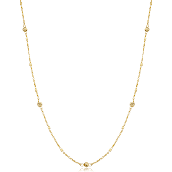14k Yellow Gold Cube And Bead Station Necklace (20 inches) | Minimalist
Jewelry for Women