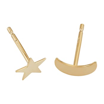 14k Yellow Gold Moon and Star Mismatched Stud Earrings | Minimalist
Jewelry for Women