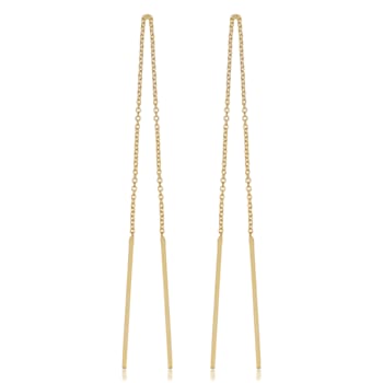 14k Yellow Gold Bar Chain Threader Earrings | Made in Italy