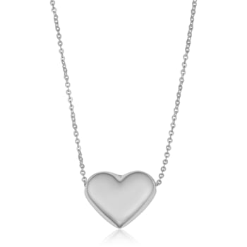 14k White Gold Heart Necklace (18 inches) | Minimalist Jewelry