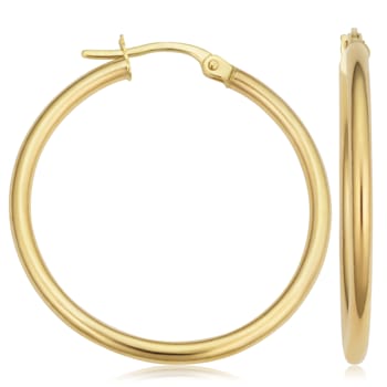 14k Yellow Gold 2x25 mm Hoop Earrings | Classic Jewelry for Women