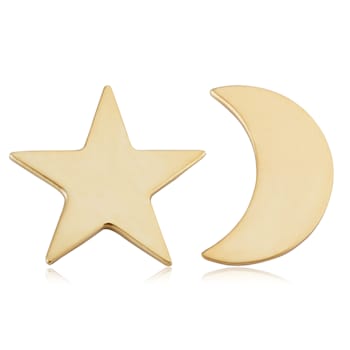 14k Yellow Gold Moon and Star Mismatched Stud Earrings | Minimalist
Jewelry for Women